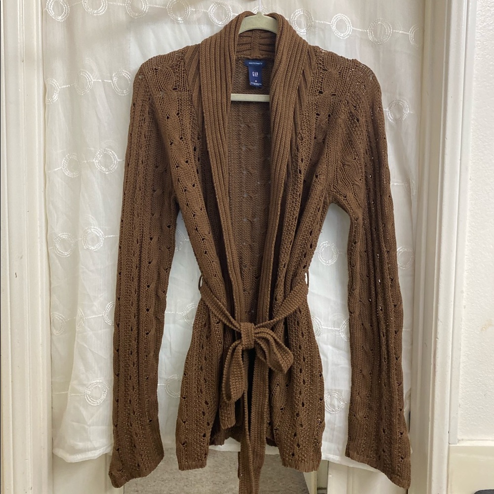GAP Maternity Brown Shawl Cardigan Sweater
